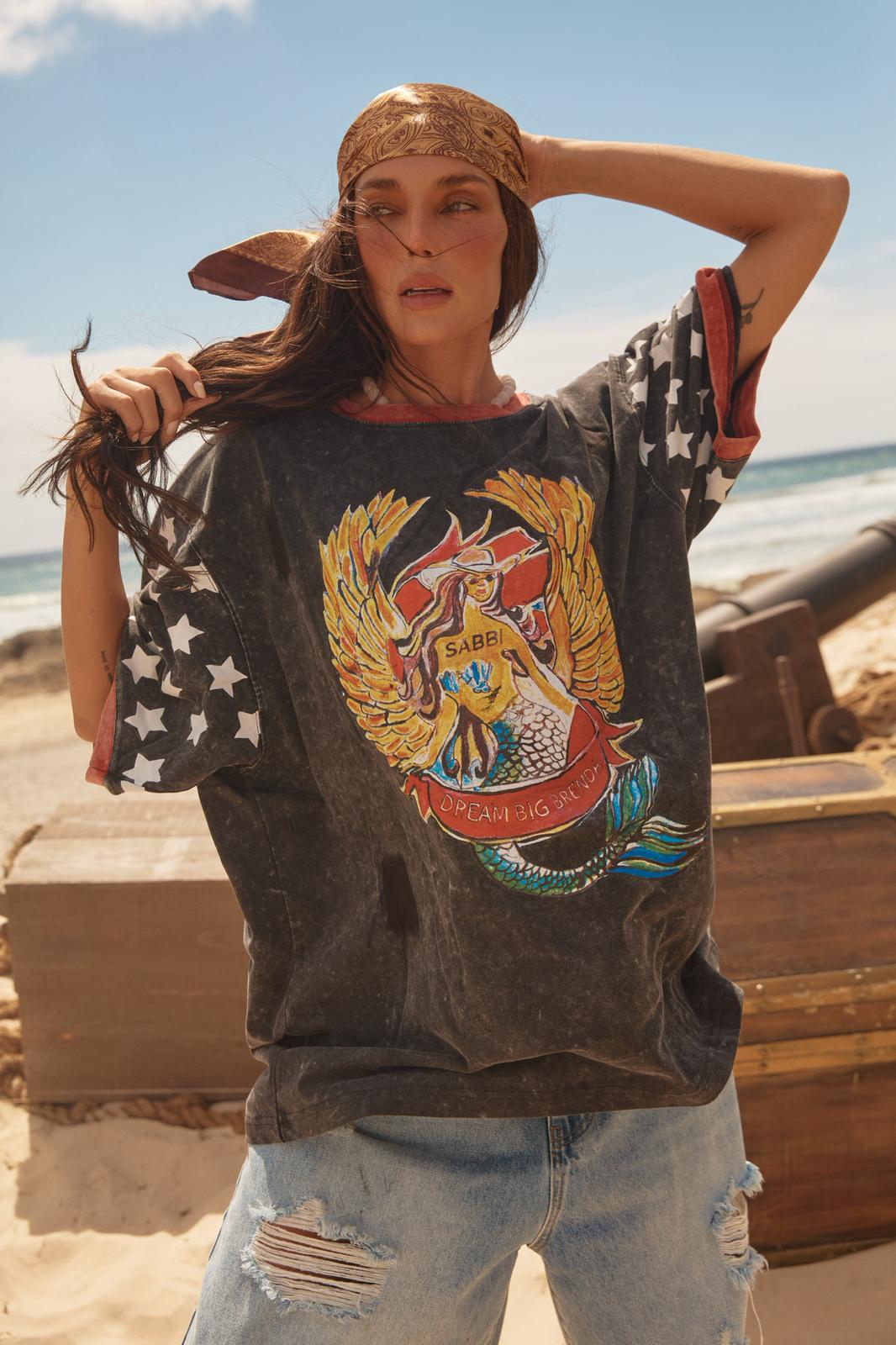 The Very Oversized Vintage Dream Big Brenda Tee - Washed Black