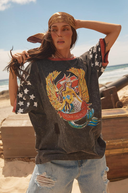 The Very Oversized Vintage Dream Big Brenda Tee - Washed Black