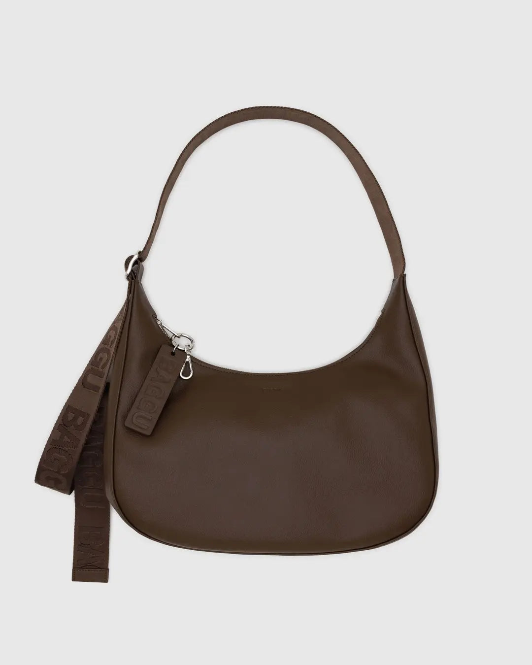 Medium Recycled Leather Crescent Bag - Brown