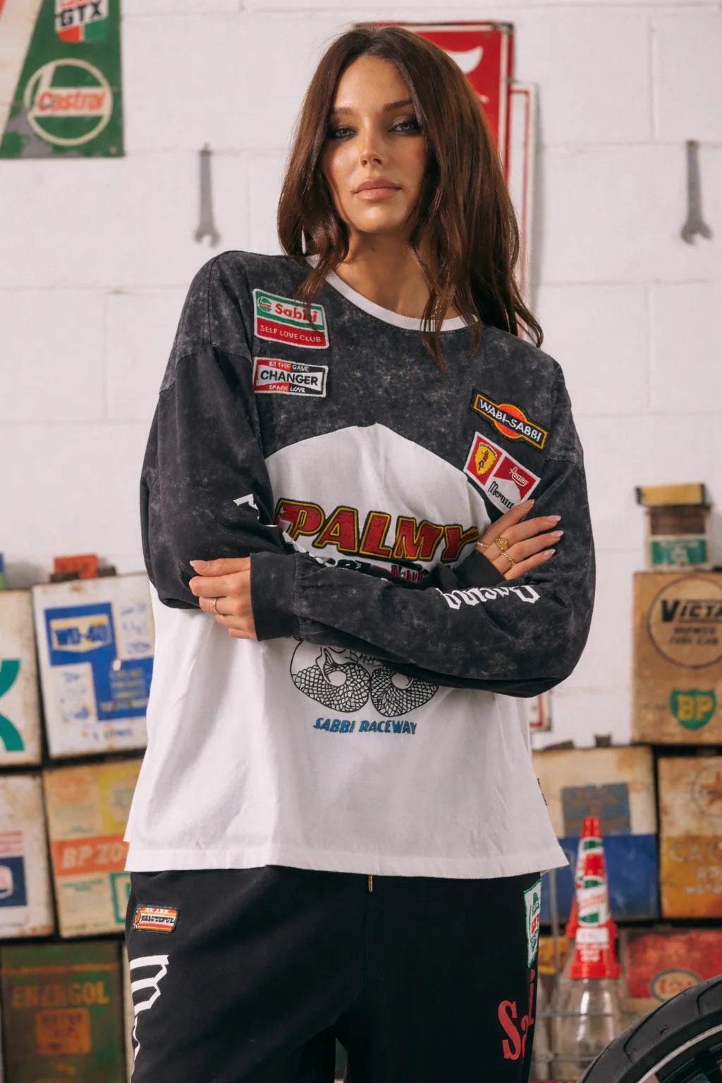 The Long Sleeve Mermaid Racing Tee - Black/White