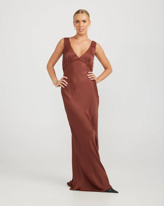 Rhea Maxi Dress -  Chocolate