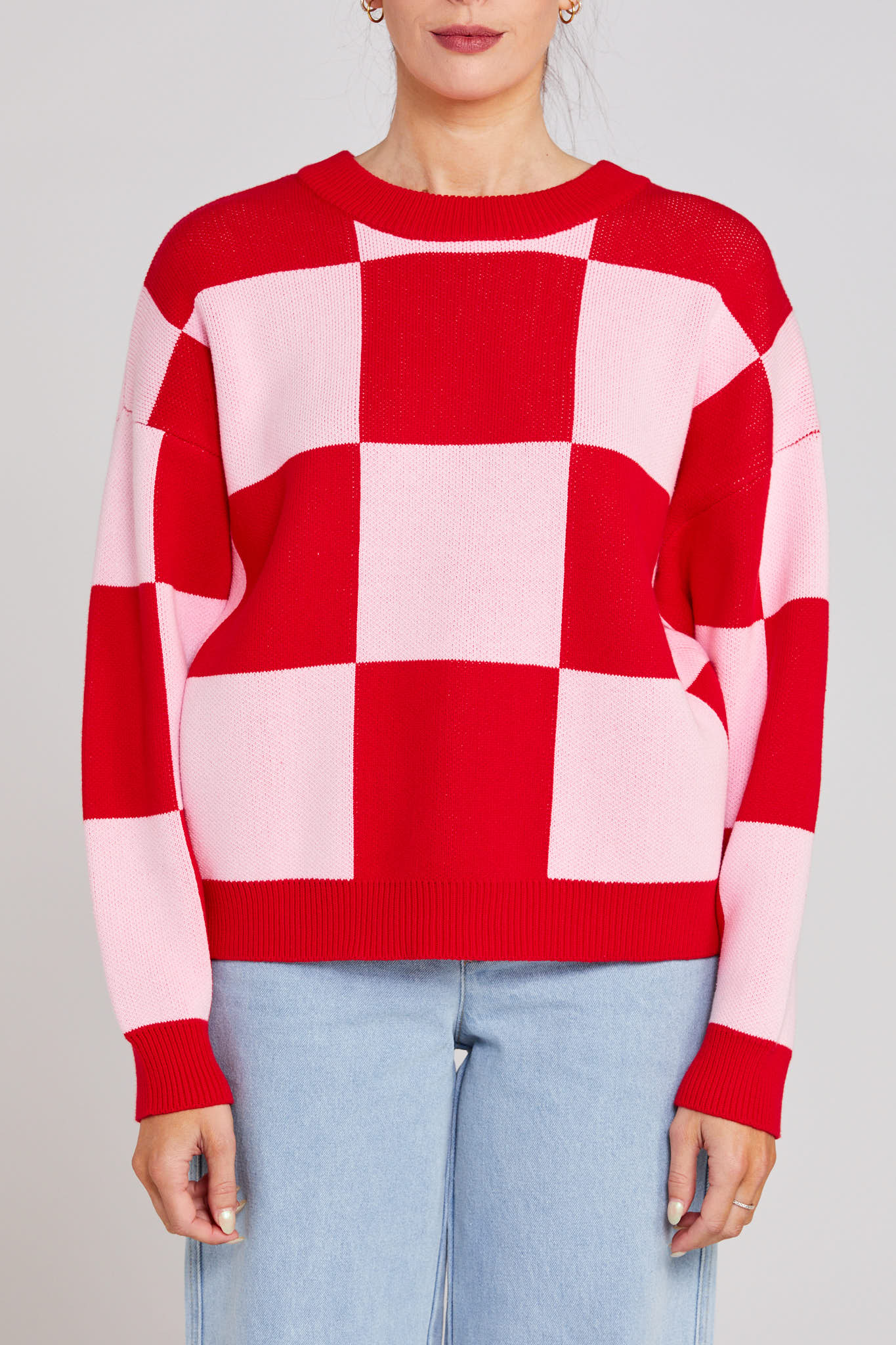 Cleo Check It Jumper - Pinky Tomato