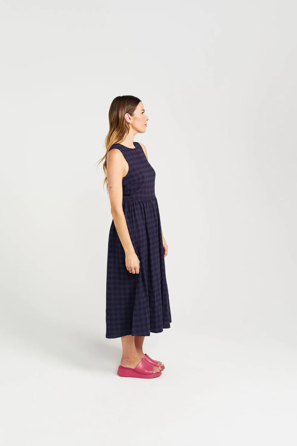 Kippah Dress - Navy Check