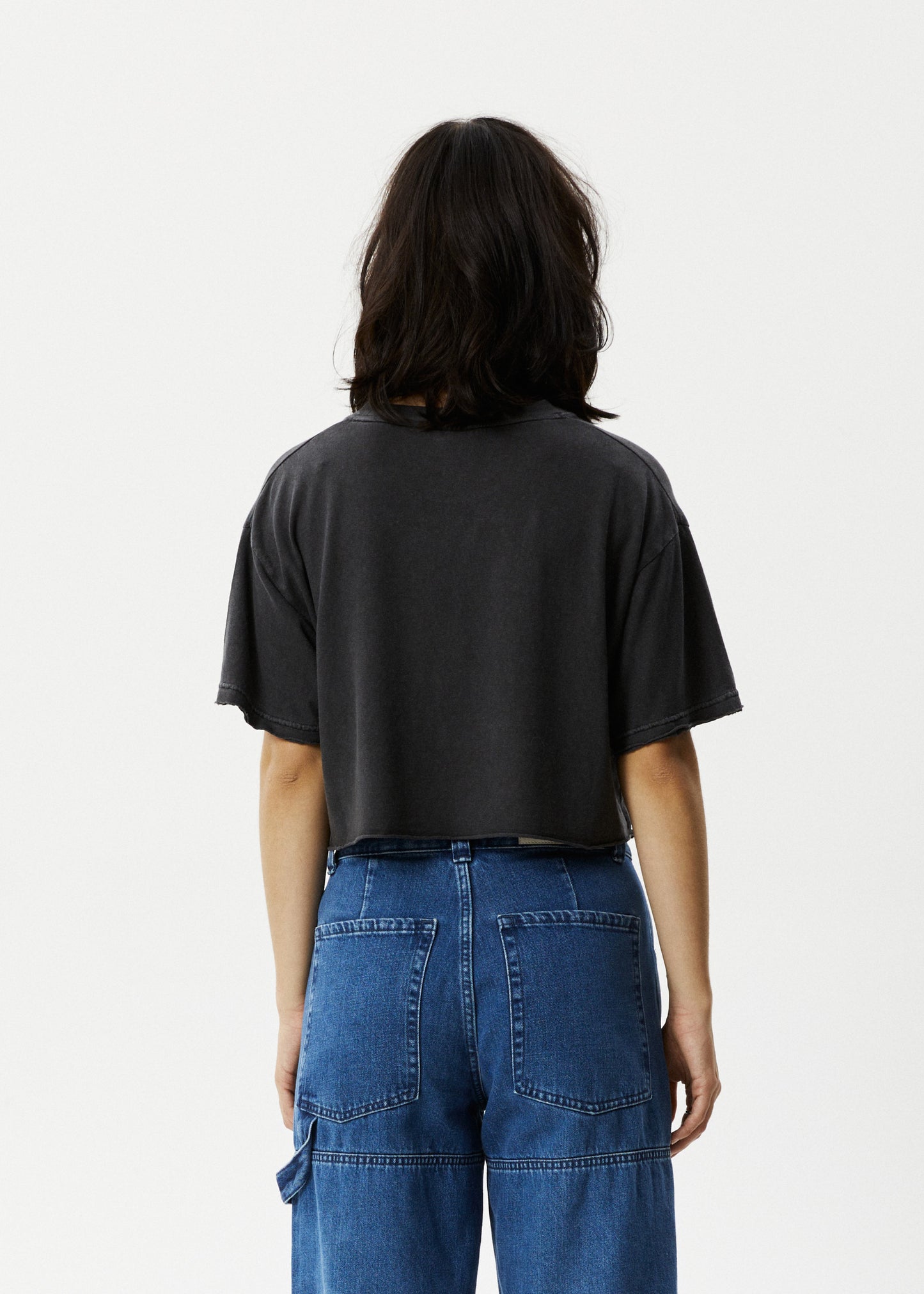 Connection Cropped - Oversized Tee - Stone Black