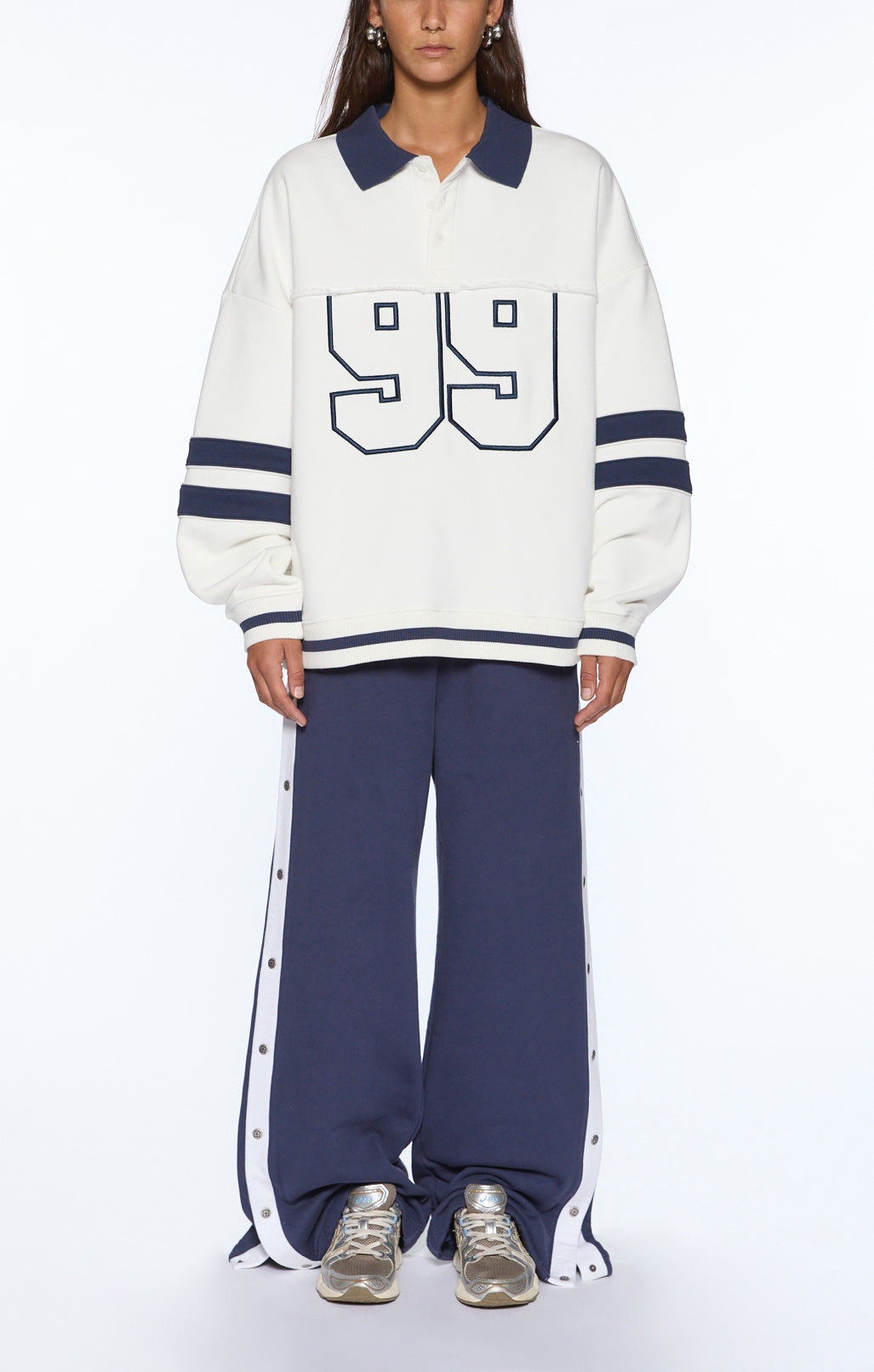 99 Boyfriend Polo Sweatshirt - Vintage White