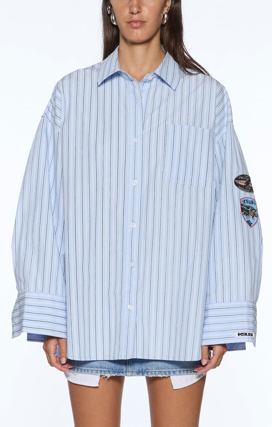 Astra LS Shirt - Blu Stripe Badg