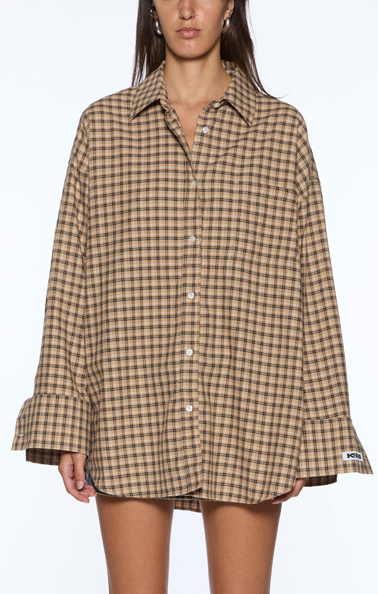 Astra LS Shirt - Tan Plaid