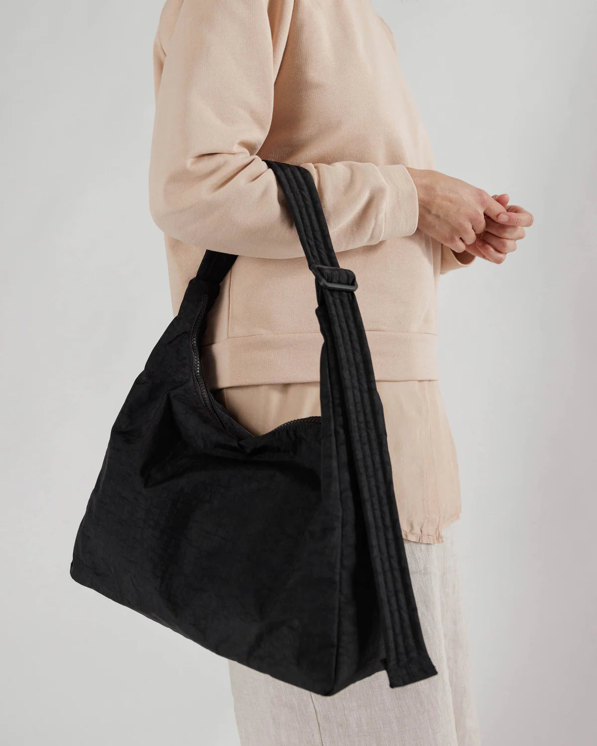 Nylon Shoulder Bag - Black