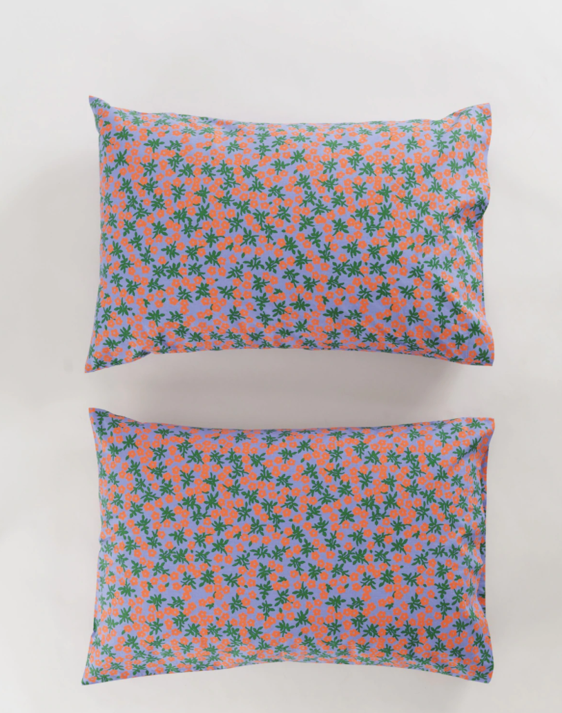 Pillow Case Set of 2 - Red Calico Floral