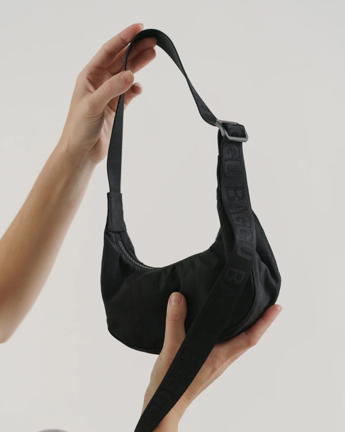Mini Nylon Crescent Bag - Black
