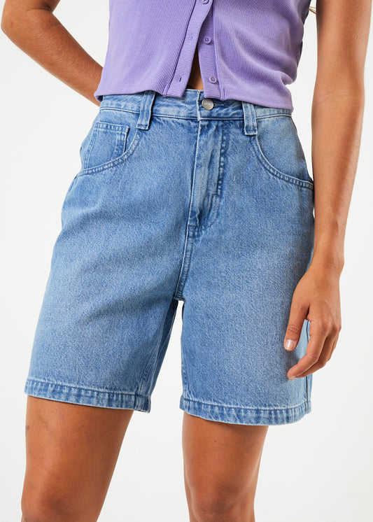 Emilie - Hemp Denim Carpenter Shorts - Worn Blue